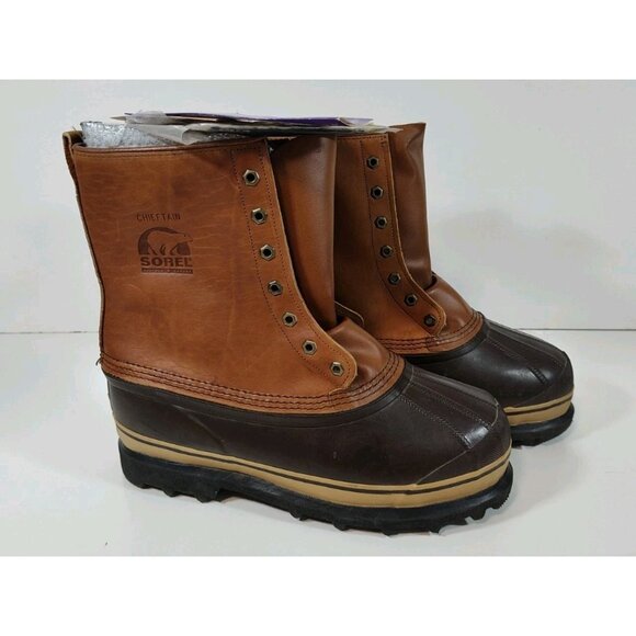 Sorel Chieftain ThermoPlus 100 Boots Men's 10 Caramel 32F To -100F NWT NOS USA - Picture 2 of 12